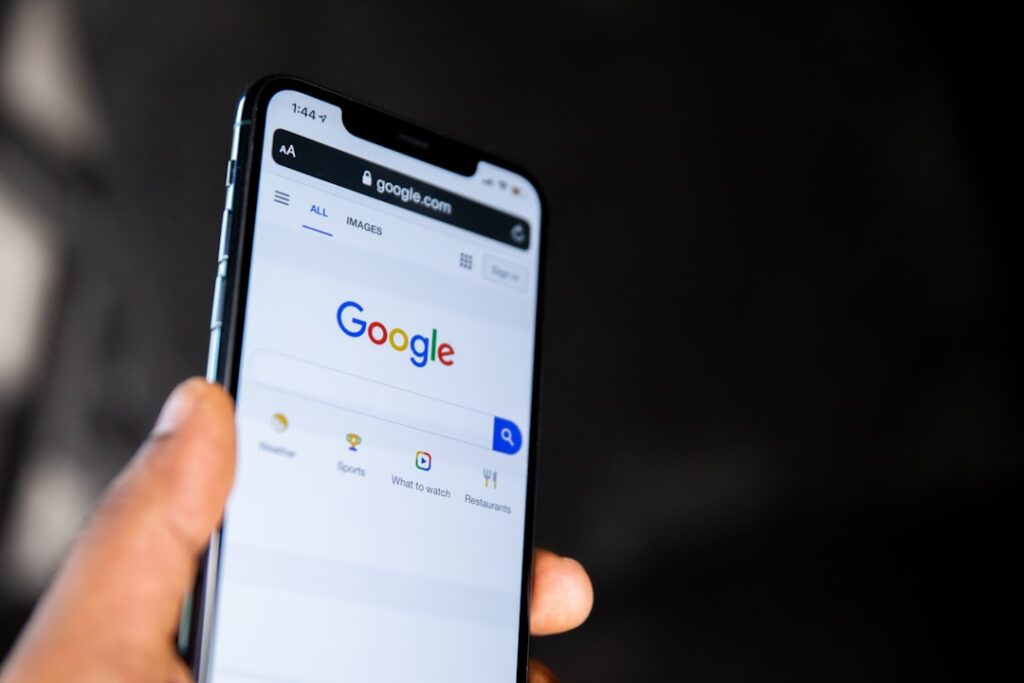 Google search interface on smartphone showing local business search functionality